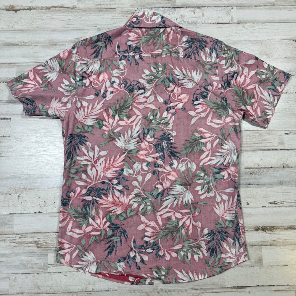 NWOT SUN + STONE Men's Short Sleeve Button Up Shirt Tropical Leaf Print Size M - Picture 5 of 8